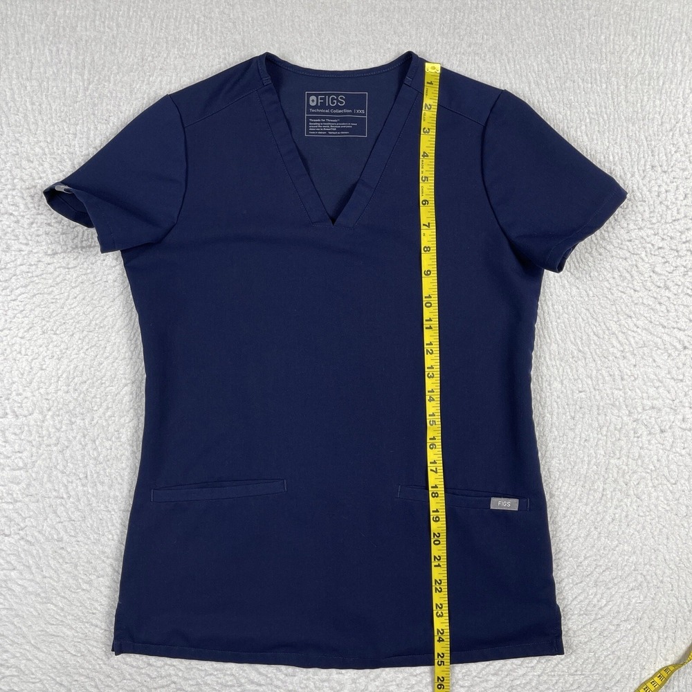 Figs Scrub Shirt‎ Womens XXS Blue Casma 3 Pocket Top RN Nurse Healthcare FW1100 - Picture 10 of 12
